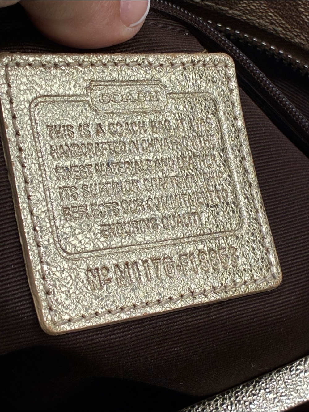 Coach Brown Signature Star Print Tote with Gold Trim - Picture 12 of 15